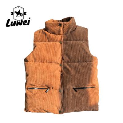 Corduroy Zipper Bubble Jacket Vest Utility Sleeveless Black Quilted Puffer Men Vest