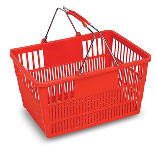 64CM 23L Plastic Handheld Shopping Baskets For Supermarket 220mm