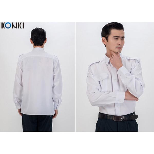 Polyester Cotton Male Security Officer Uniforms Blue Long Sleeve Shirt