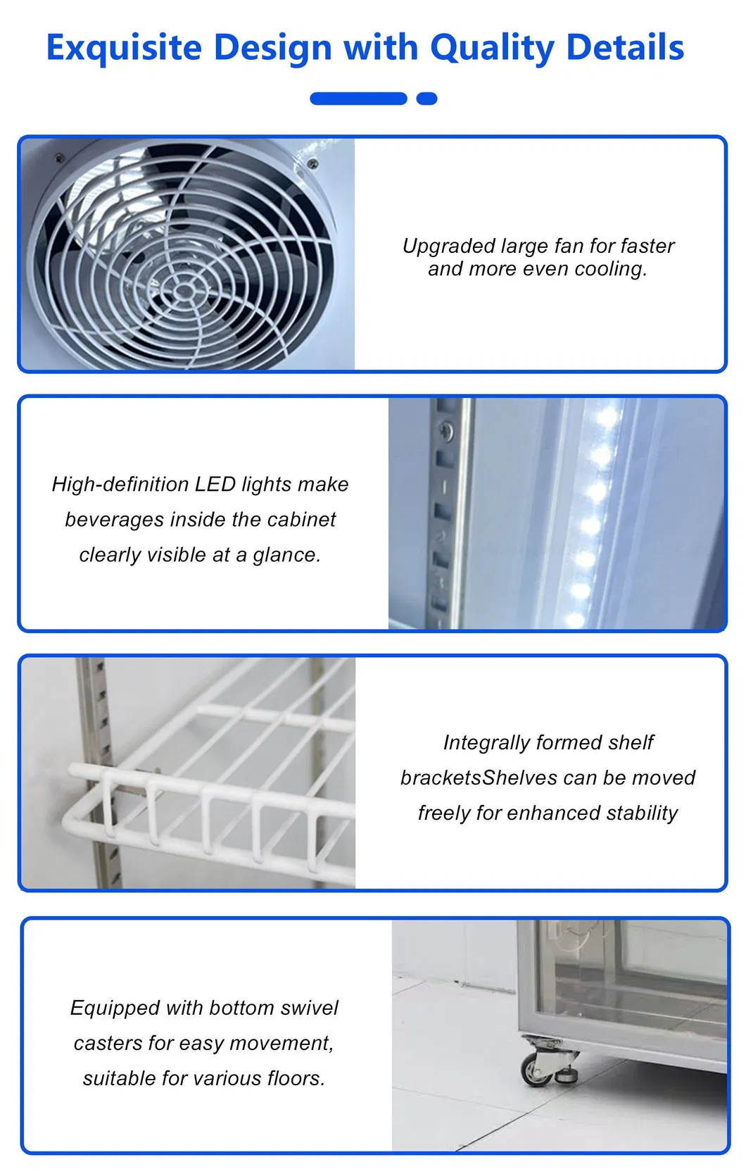 Commercial Double Door Refrigerator Beer Beverage Glass Upright Refrigerated Display Showcase