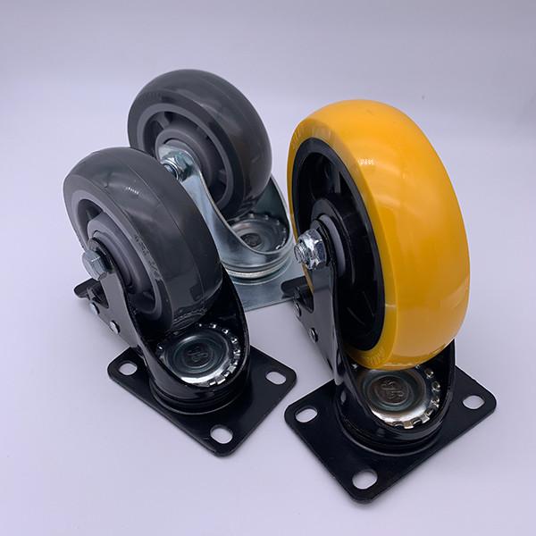 3 Inch Polyurethane Caster Wheel Black Electro-plated Bracket with brake