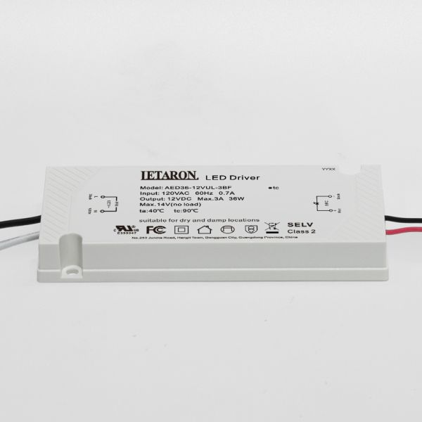 Letaron 36W 12V/24V UL LED Power Supply for Bathroom Vanity & Under Cabinet Lighting