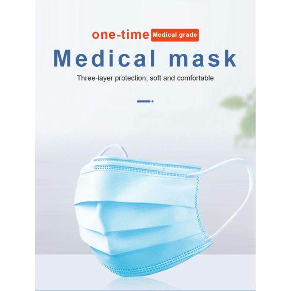 3 Ply Blue Adult Face Mask Shield Nonwoven Clean Surgery Use Eco Friendly