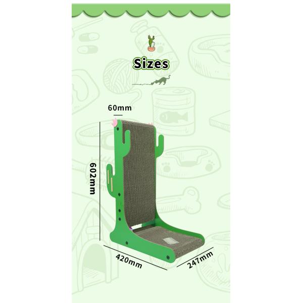Protect Your Furniture with Green L Shape Cat Scratcher Pad and Ball Toy 490g