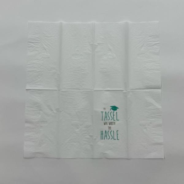 Silver Foil Trim White Paper Napkins 42*42cm 2 Ply Dinner Napkins Virgin Pulp