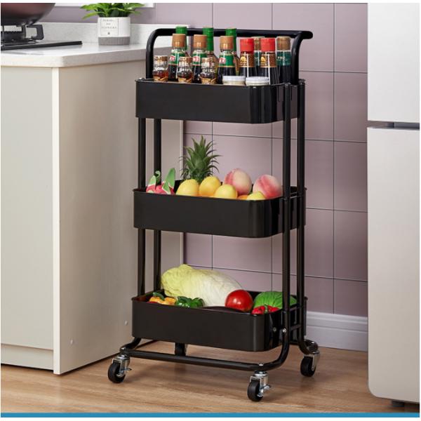 Removable 3 Layers 87cm Height Metal Trolley Cart For Bathroom