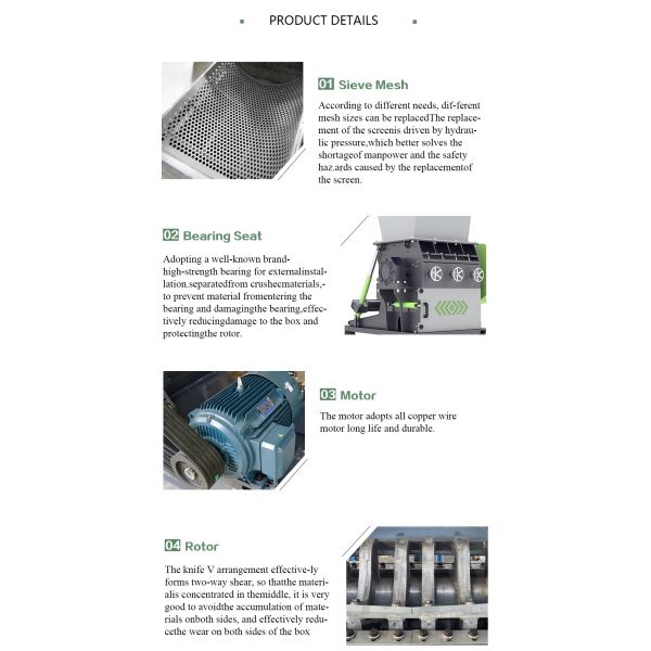 Can and Plastic Bottle Crusher 40HP Plastic Crusher Machine Claw Knife Plastic Crusher