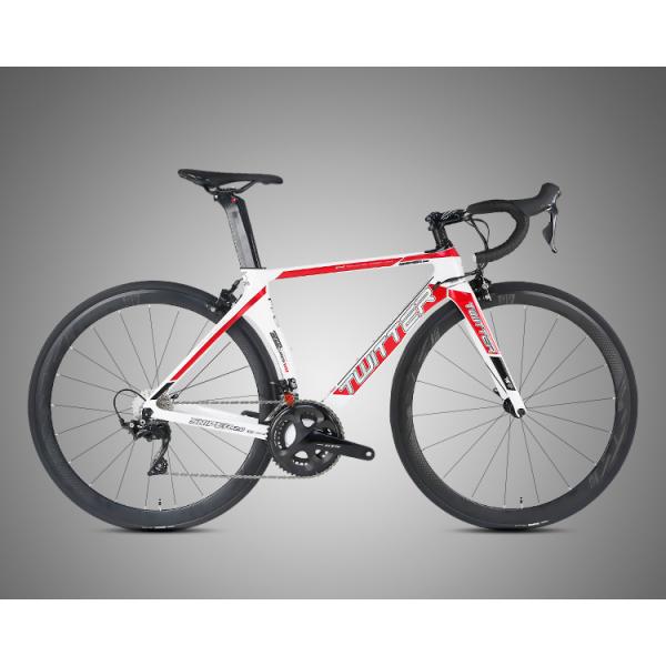 White 22 Speed Carbon Fiber Road Bike , Road Racing Bicycle Complete Groupset
