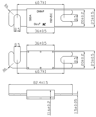 AC125V / DC80V Сертифицированный UL предохранитель JAS0-D622 с плоской вилкой и задержкой срабатывания