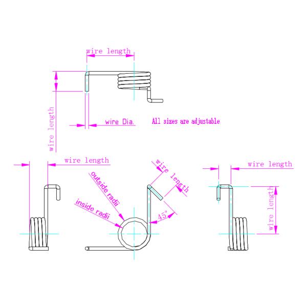 U Shaped Stainless Steel Torsion Coil Spring Clip for Clothes Pin