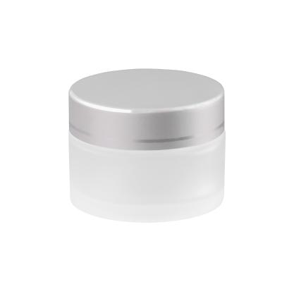 Round 20g Cosmetic Cream Jar Transparent Frosted Glass Cream Jar With Silver Plastic Lid