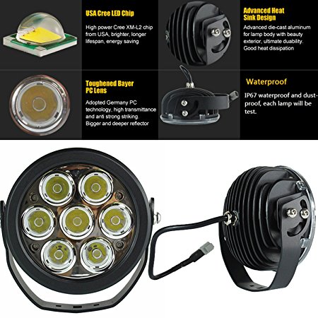 Pure White 6 Inch 70W Spot LED Driving Lights for Jeep Truck High Brightness