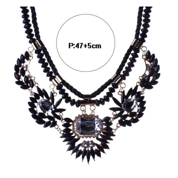 European and American big fashion temperament exotic beads double chain necklace clavicle