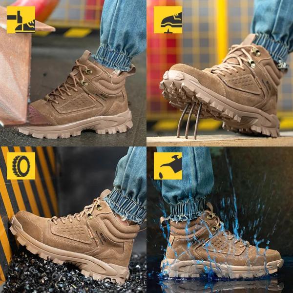 Kevlar Plate Welding Safety Shoes Brown Safety Work Boots Steel Toe