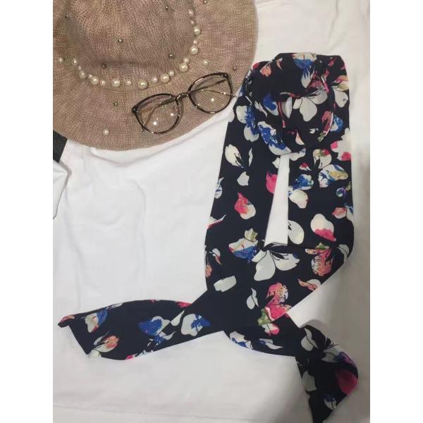 2017 wholesale assorted viscose ribbon seersucker Imitated silk neck scarf for women 8*150cm