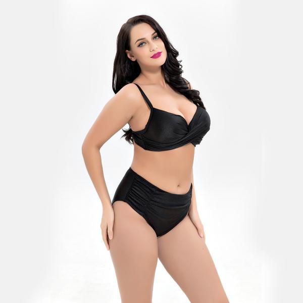 2019 New Plus Size Two piece Swimsuit solid color Swimsuit Women Push up 1929