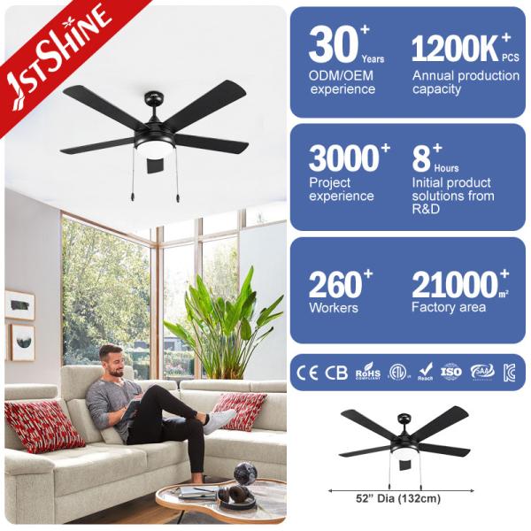 2022 52 Inch Black Appliances Asian Ceiling Fan with Light and Remote from 1stshine