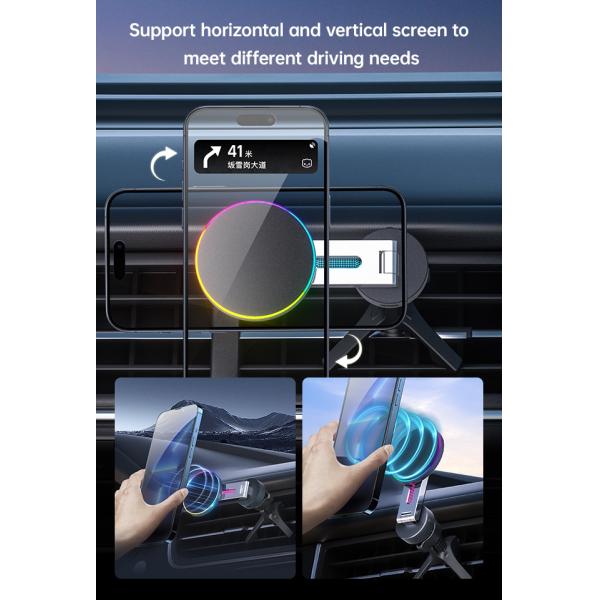 Складной iPhone Magsafe Car Mount с 9 цветовой анимацией освещения