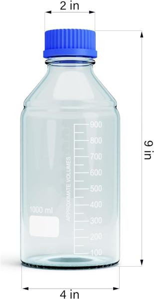 1000ml Storage Glass Bottles Round Media Storage Bottle – Borosilicate Glass Bottles – Safe Probe Storage Glass