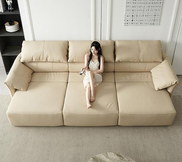 BN Modern Elephant High Back Ear Recliner Living Room Multifunctional Automatic Retractable Genuine Leather Sofa Bed