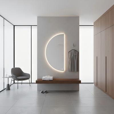 Kingstin Smart Half Moon LED Mirror Backlit Semicircle Wall Mirror Dimmable