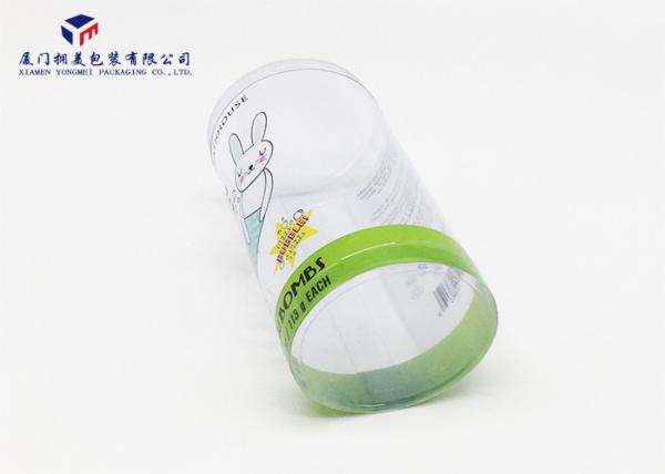 Eassily Assembled Cylinder Tube Clear Plastic Gift Boxes Offset Printing Dia 64mm