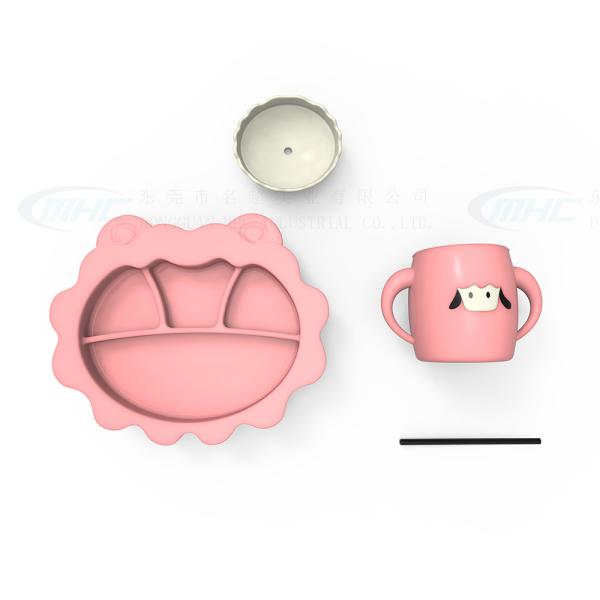 MHC Newborn Sheep Silicone Weaning Feeding Cup Bowl Bib Spoons Essentials Suction Plate Set