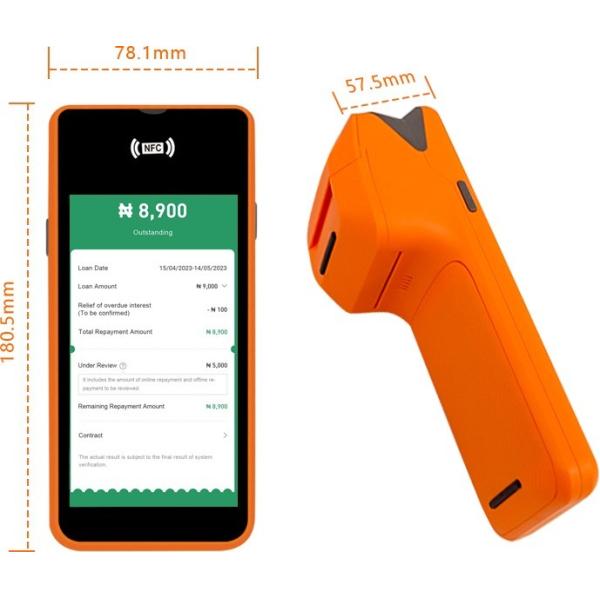 Android 11 5.45 Inch Handheld POS Terminal with 58mm Thermal Printer NFC WiFi USB Connectivity and 32GB/64GB Memory Best