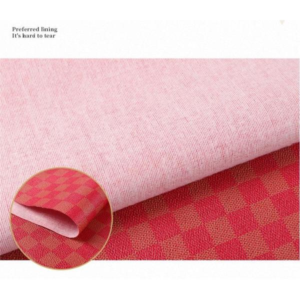 Printed PVC Leather For Bags Mixed Color Checkerboard Faux Leather Fabric