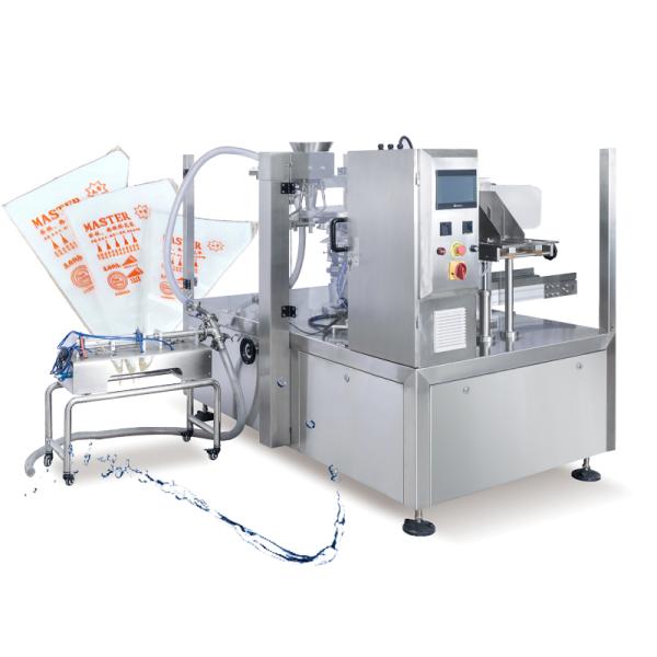 Liquid Packaging Machine: Triangular Bags, Secondary Dosing Liquid Paste Products Equipped with Liquid Pump Ring Feeder