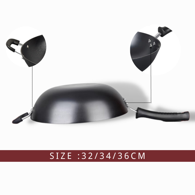 вок Skillet литого железа 15Inch китайский с прочными ручками петли
