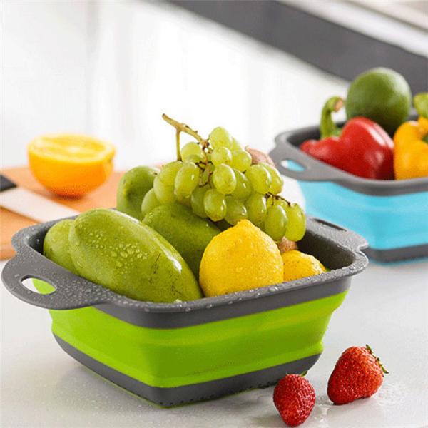 Инструменты кухни корзин хранения силикона дуршлага 24.5x18.5cm качества еды складные