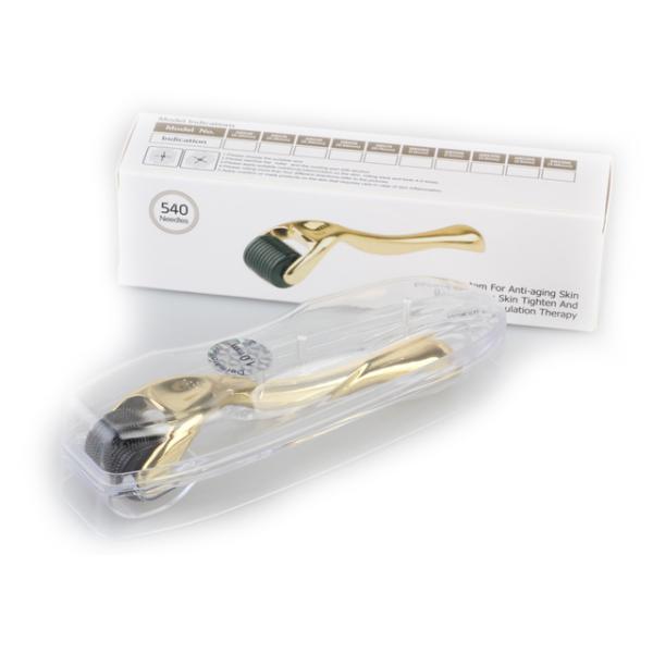 Home NO Plugs Type 540-pin Derma Roller with Gold Color Handles Skin Rejuvenation