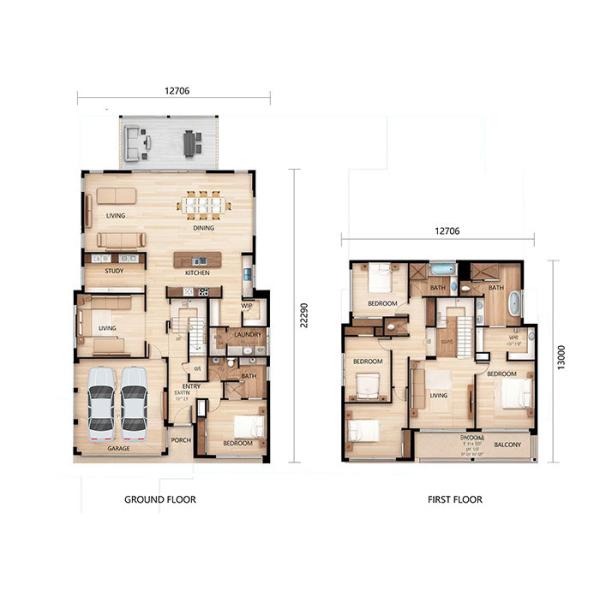 Modern 2 Bedroom Luxury Design Prefabricated Villa Wooden House