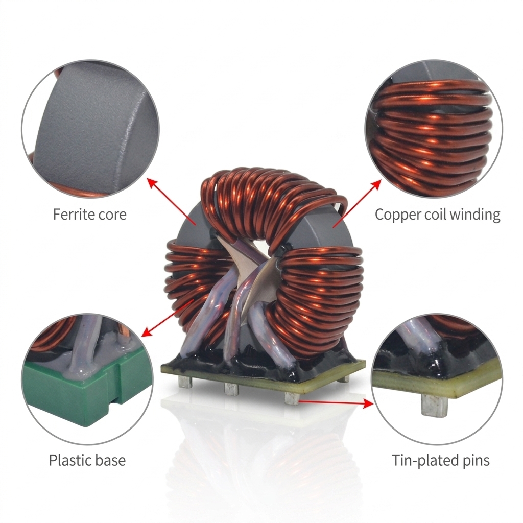 Custom T50 3-Phase Toroidal Power Inductor with Base High Power Filter Choke for Industrial UPS & Solar Inverters