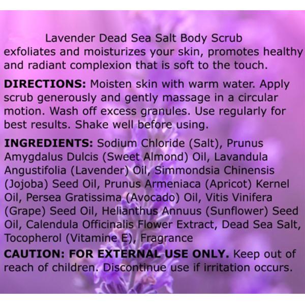Piel hidratante Exfoliating natural de la sal del mar muerto del olor de la lavanda del exfoliante corporal del 100%