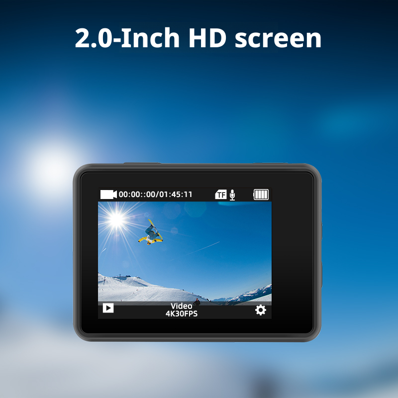 DLC 4K 60FPS 30M Waterproof Sports Cam EIS Stabilizer 2 Inch Display 170 View WiFi Control Wrist Remote Dual Dash Cam Outdoor