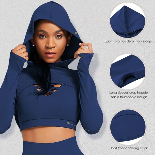 OEM/ODM Designs WAISTDEAR Manga longa Desporto conjunto para mulheres Ginásio Top 3 Piece Set Sportswear