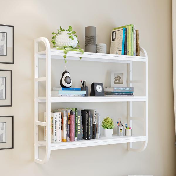 Etagere Mural Wooden Wall Hanging Shelves 3 Tiers Floating Wall Shelf for Living Room