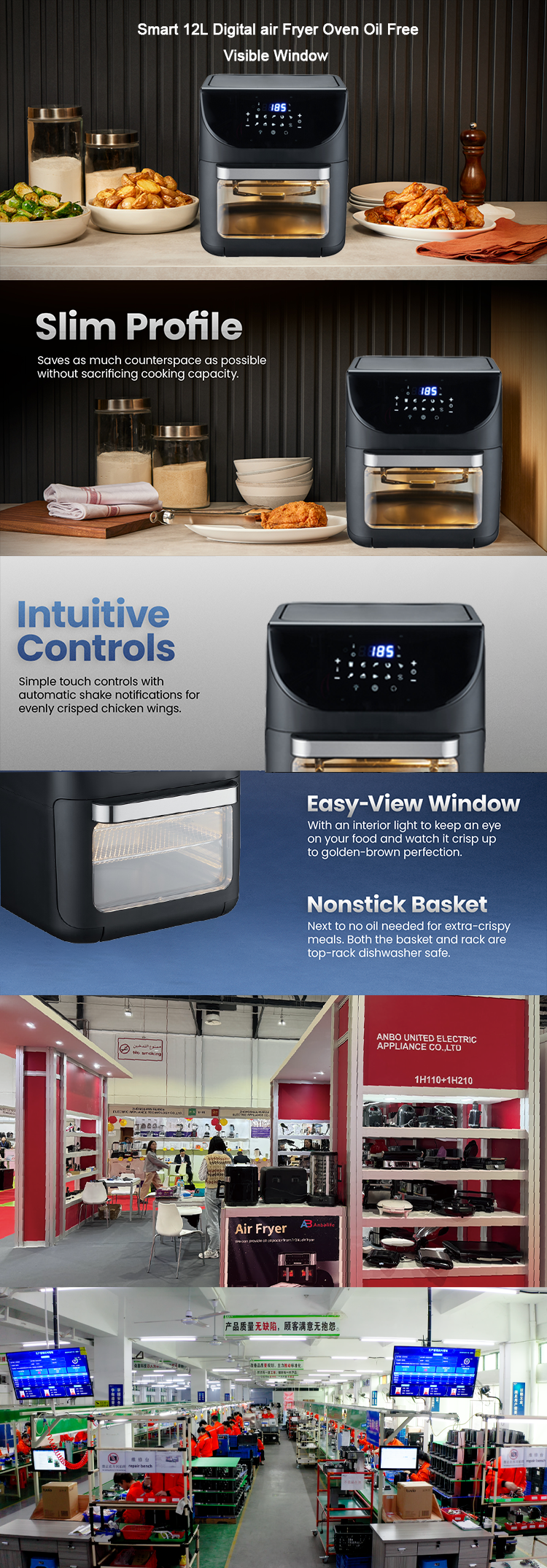 Smart 12L Digital air Fryer Oven Oil Free Visible Window