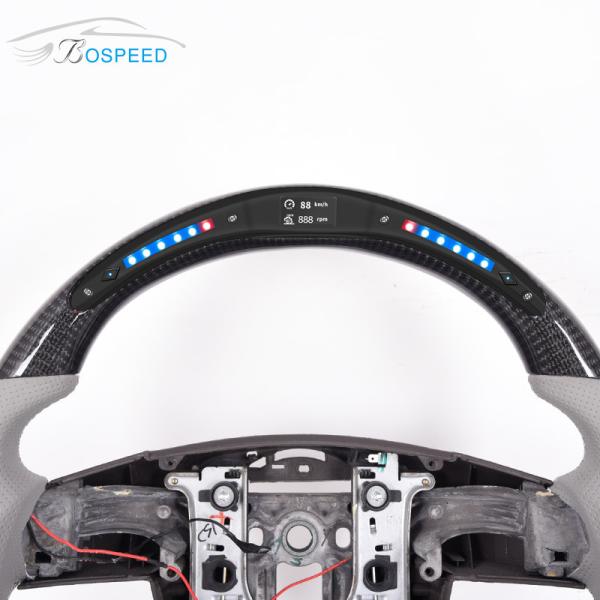 F1 Flat Shape Real Carbon Fiber Cadillac Steering Wheel LED Display 400mm