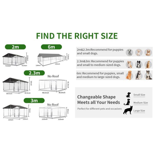 Outdoor Dog Enclosure Heavy Duty Dog Kennel House Mesh Dog Big Cage Pet Kennel Steel Fence with Secure Lock High Quality Dog Cage Dog Cages Metal Kennels
