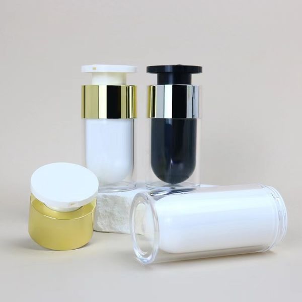 Heart-inner Shape Acrylic Airless Cosmetic Bottle with High-ended Quality for Skincare Customizable in 15ml 30ml 50ml