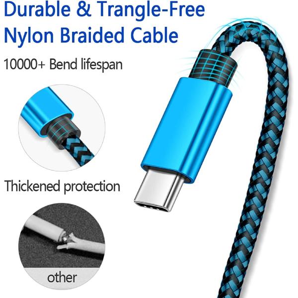 Нейлон заплел прямой тип поручать кабеля 3m 10ft USB c быстрый