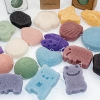 Carvão vegetal da fibra vegetal e esponja Exfoliating de limpeza Konjac do banho da pele do bebê do sopro