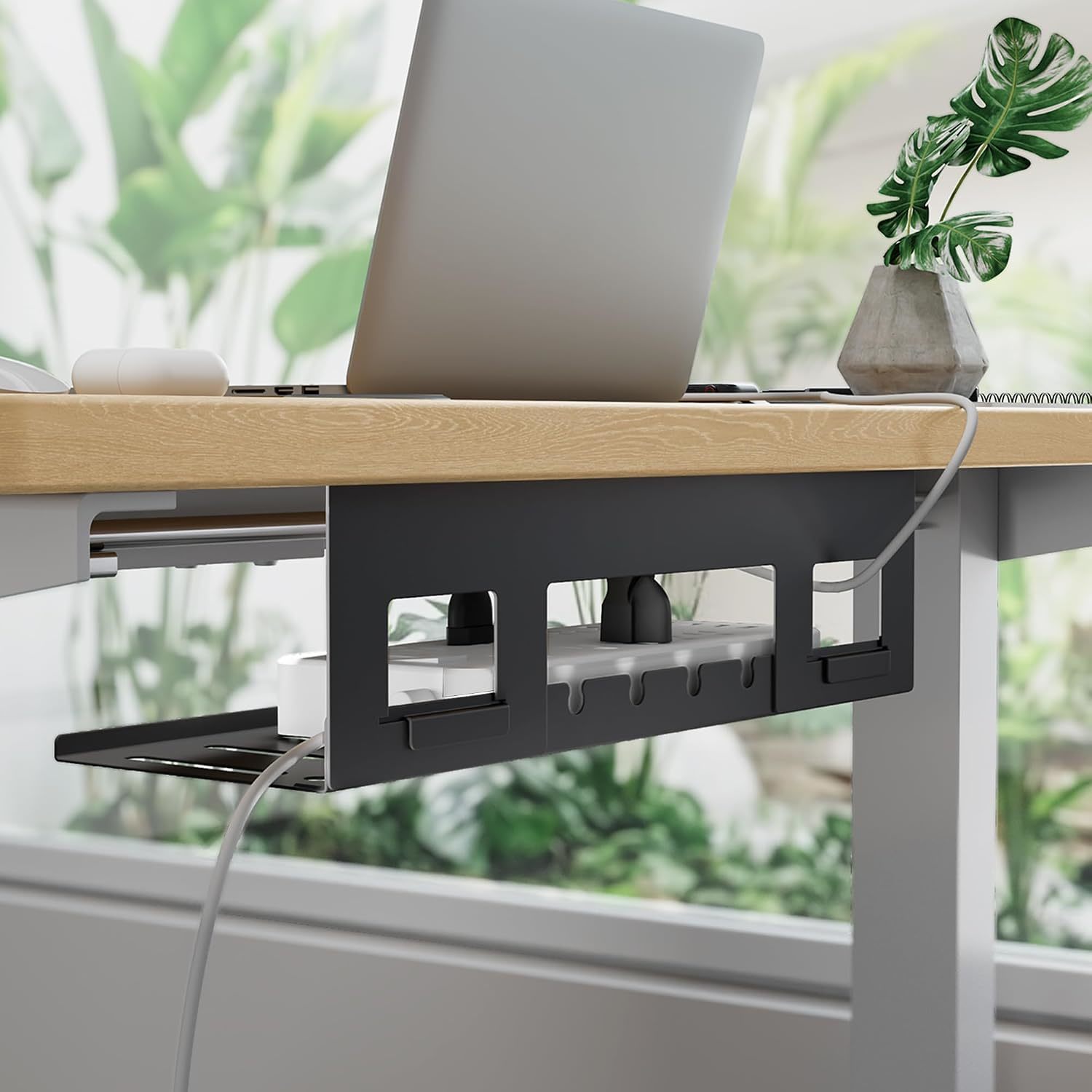 Metal Cord Organizer for Power Strips Chargers Reversible Installation Effortless Wire Management for Home Office