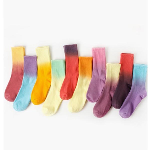 75%cotton Fabric Tie Dye Socks Breathable Grip Colorful for Men and Women