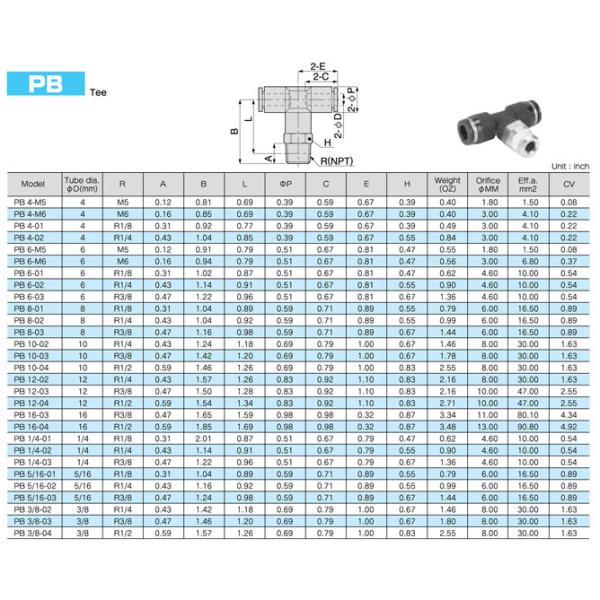 Quick Connect PB Pisco Tee Zinc Brass Pneumatic Tube Fittings