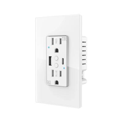 White Tuya Smart Socket 100V - 240V Wifi Wall Sockets With USB Type C