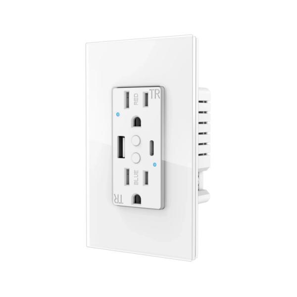 White Tuya Smart Socket 100V - 240V Wifi Wall Sockets With USB Type C